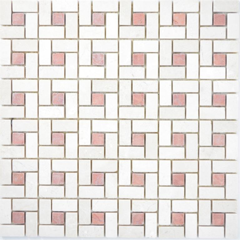 Marmor Mosaik Rad Stein cremarfil pink rose Marmor Mosaik Rad Stein grau panther polished MOS88-B27_f