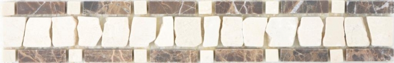 Marmor Borde Bordüre dunkelbraun schokobraun crema beige Natursteinbordüre Wand Bad Küche Boden Sauna - MOSBOR-EC11