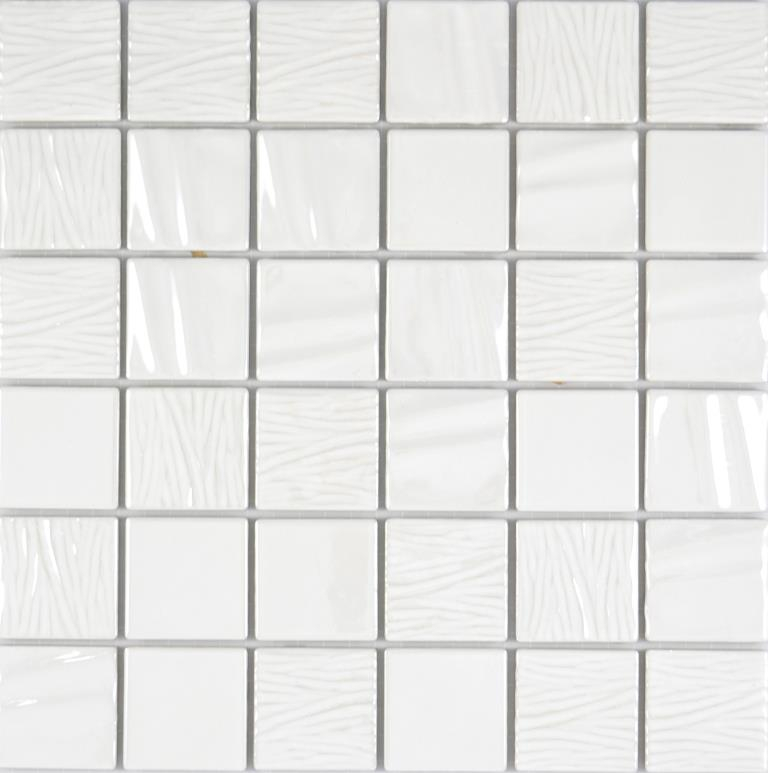 Motif manuel Mosaïque céramique Kanaan blanc plain Carreau de mosaïque murale Miroir de carrelage cuisine salle de bain MOS14-0111_m