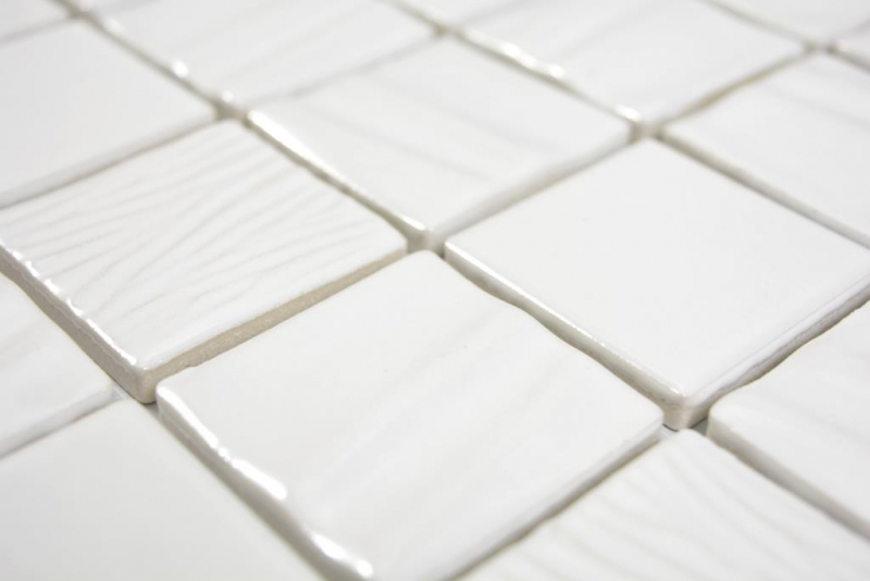 Ceramic mosaic Kanaan white plain mosaic tiles wall tile backsplash kitchen bathroom MOS14-0111_f
