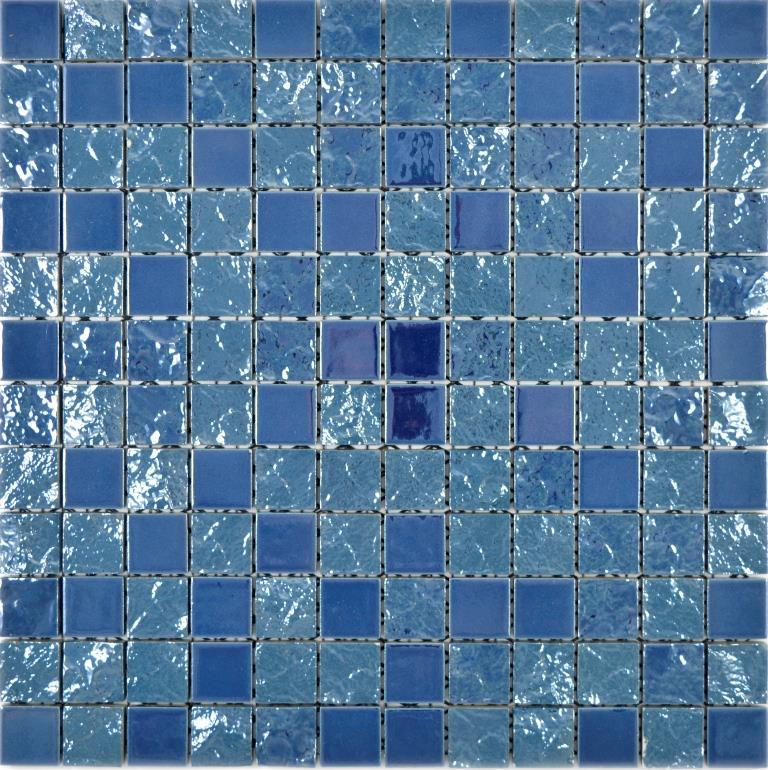 Handmuster Keramik Mosaik Baku blau Mosaikfliese Wand Fliesenspiegel Küche Bad MOS18-0004_m