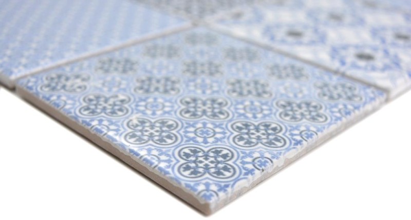 Patchwork Mosaik Fliese Wand Ornament Dekor Vintage Keramik Mosaik blau weiss Mosaikfliese Wand - MOS22B-0404