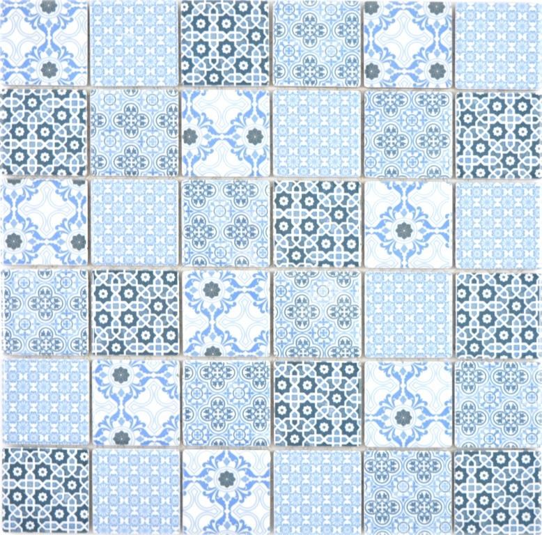 Ceramic mosaic tile blue white mosaic tile patchwork ornament decor vintage wall tile backsplash MOS14-0444