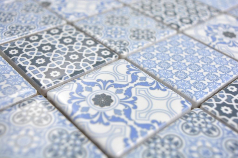 Handmuster Keramik Mosaik blau Mosaikfliese Wand Fliesenspiegel Küche Bad MOS14-0444_m