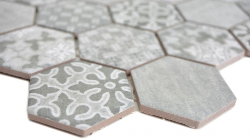 Hexagonal hexagon mosaic tile ceramic gray white mix mosaic tile wall tile backsplash kitchen bathroom tile backsplash - MOS11H-0002
