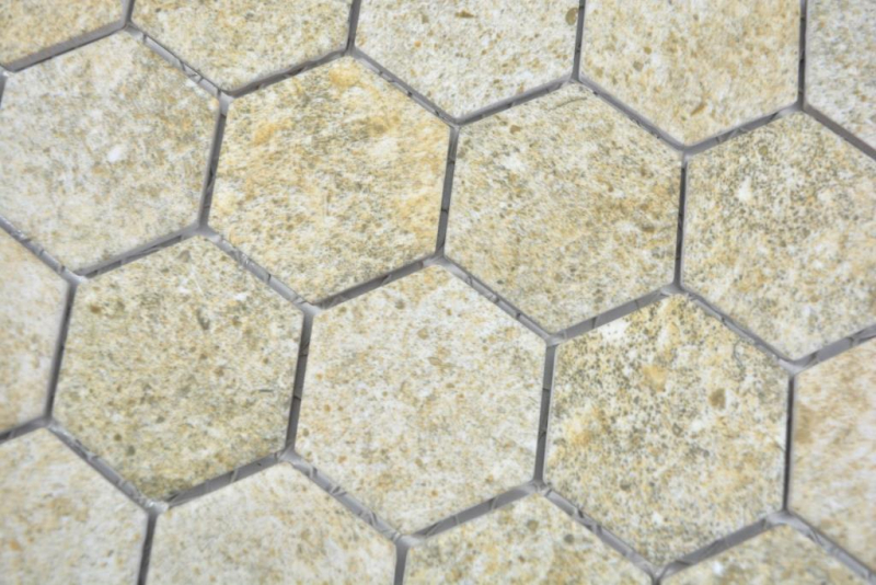 Naturstein Glasmosaik hexagon beige 3D Küche Wand Fliesenspiegel WB11E-77|1Matte 