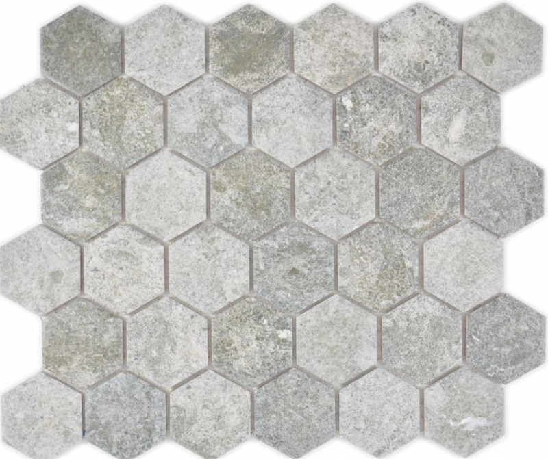 Hexagonale Sechseck Mosaik Fliese Keramik Granit grau mix Mosaikfliese Wand Fliesenspiegel Küche Bad Küchenwand WC - MOS11H-0023