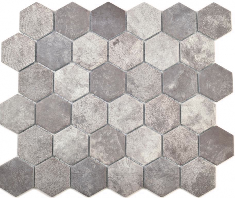 Piastrella di mosaico esagonale ceramica cemento aspetto grigio scuro piastrella di mosaico muro backsplash cucina bagno WC - MOS11H-0026