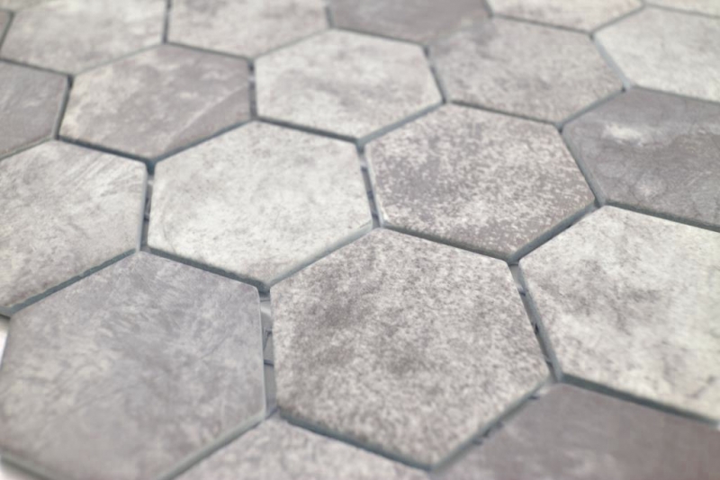 Hexagonal hexagon mosaic tile ceramic cement look dark gray mosaic tile wall tile backsplash kitchen bathroom toilet - MOS11H-0026
