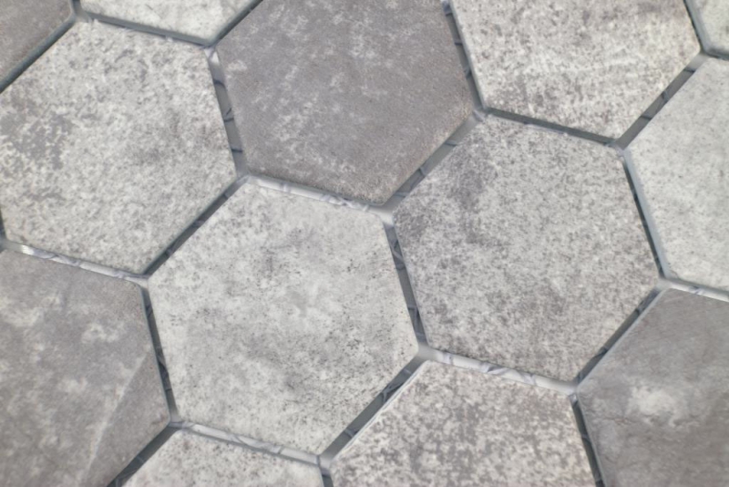 Piastrella di mosaico esagonale ceramica cemento aspetto grigio scuro piastrella di mosaico muro backsplash cucina bagno WC - MOS11H-0026