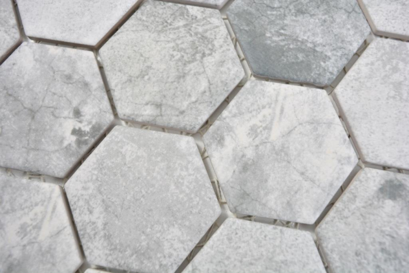 Hexagonal hexagon mosaic tile ceramic cement look light gray mosaic tile wall tile backsplash kitchen bathroom toilet - MOS11H-0222