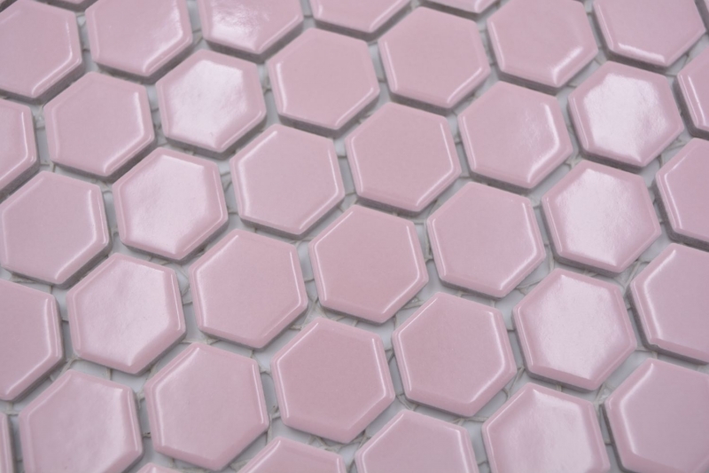 Piastrella di mosaico esagonale in ceramica mini rosa antico lucido piastrella di mosaico parete piastrella backsplash cucina bagno cucina piastrella - MOS11H-1111