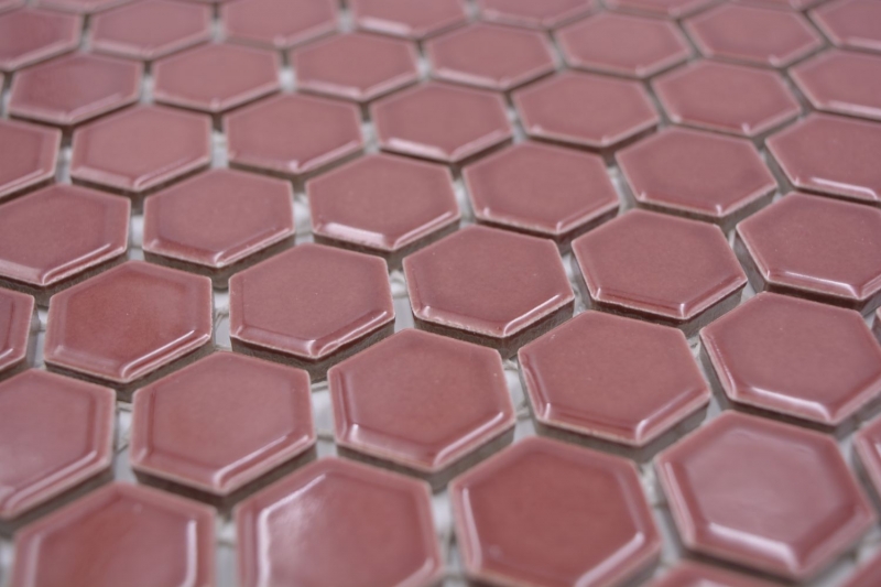 Ceramica mosaico esagono bordo rosso lucido mosaico piastrelle muro backsplash cucina bagno MOS11H-0910_f