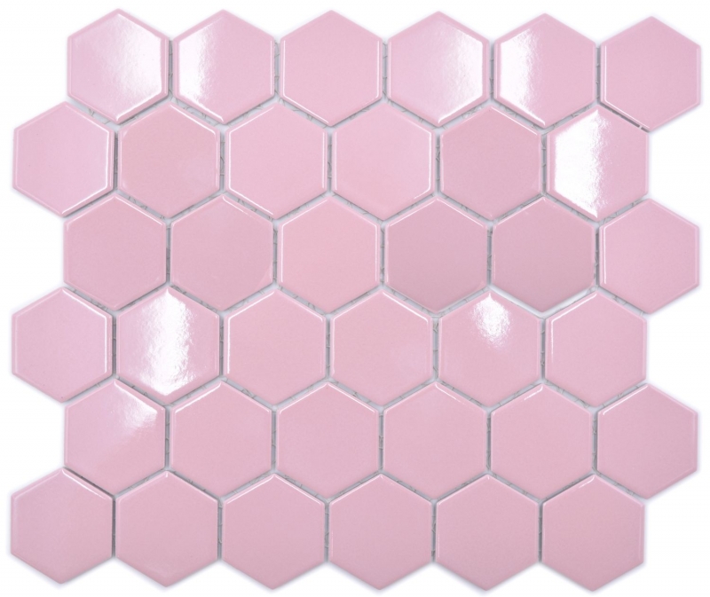 Hexagonal hexagon mosaic tile ceramic antique pink glossy mosaic tile wall tile backsplash kitchen tile bathroom tile - MOS11H-1112