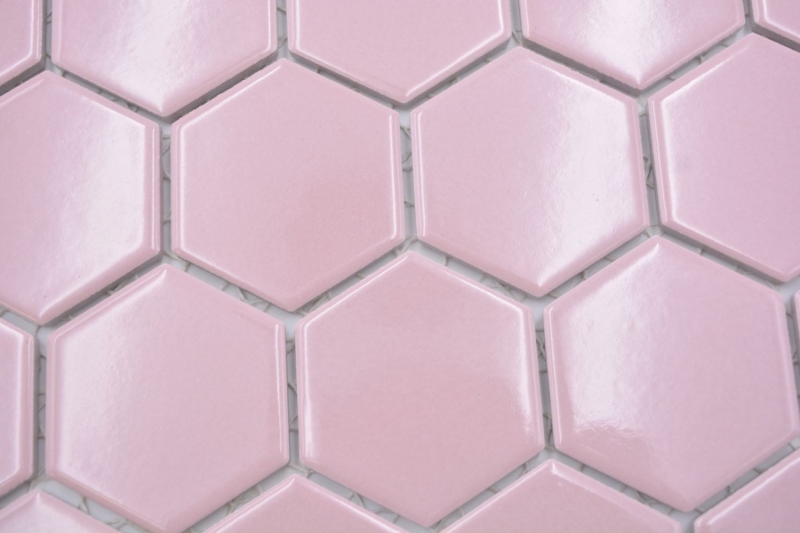 Ceramic mosaic hexagon dusky pink glossy mosaic tiles wall tile backsplash kitchen bathroom MOS11H-1112_f