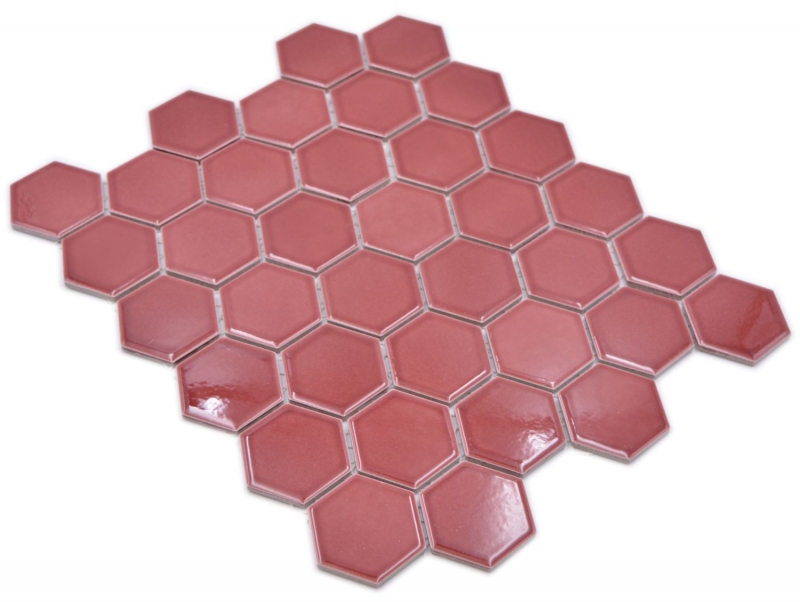  Keramik  Mosaik Hexagon  Bord reauxrot gl nzend