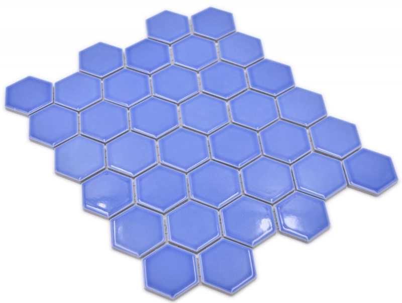Ceramic mosaic hexagon blue glossy mosaic tiles wall tile backsplash kitchen bathroom MOS11H-6501_f