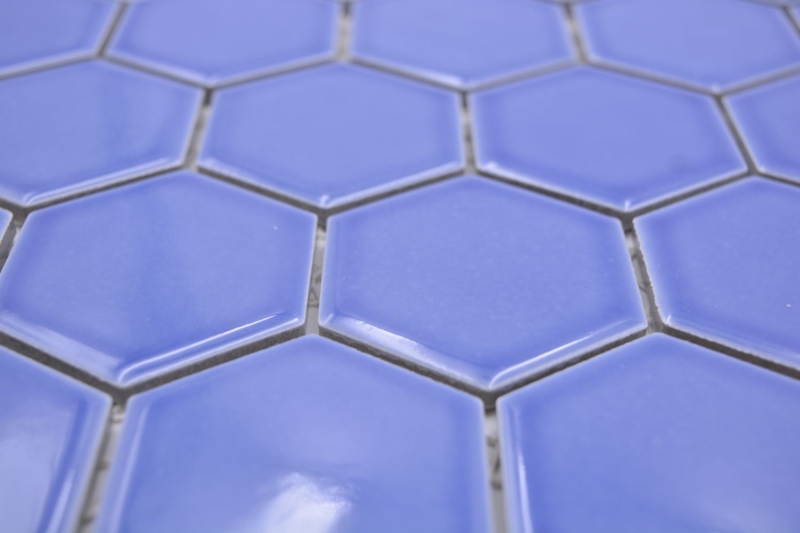Hexagonal hexagon mosaic tile ceramic blue glossy mosaic tile wall tile backsplash kitchen bathroom tile shower wall - MOS11H-6501