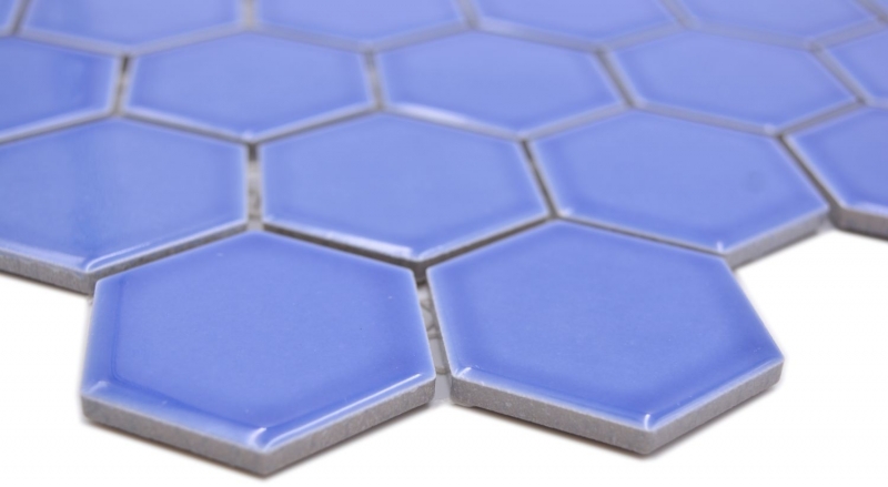 Piastrella di mosaico esagonale in ceramica blu lucido piastrelle di mosaico muro piastrelle backsplash cucina bagno piastrelle doccia muro - MOS11H-6501