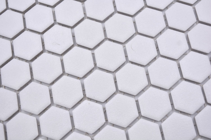Hexagonal hexagon mosaic tile ceramic mini white R10B shower tray floor tile mosaic tile non-slip bathroom tile - MOS11H-0101-R10