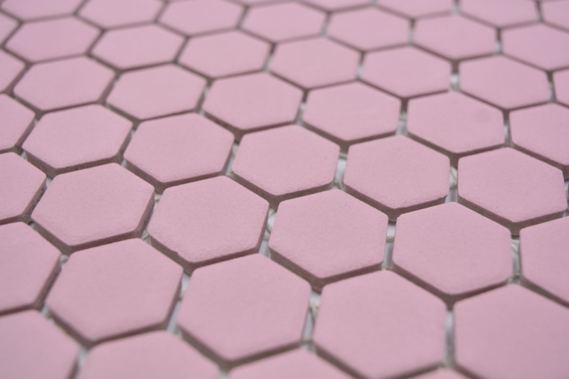 Hexagonal hexagon mosaic tile ceramic mini antique pink R10B shower base floor tile mosaic tile non-slip bathroom tile - MOS11H-1111-R10