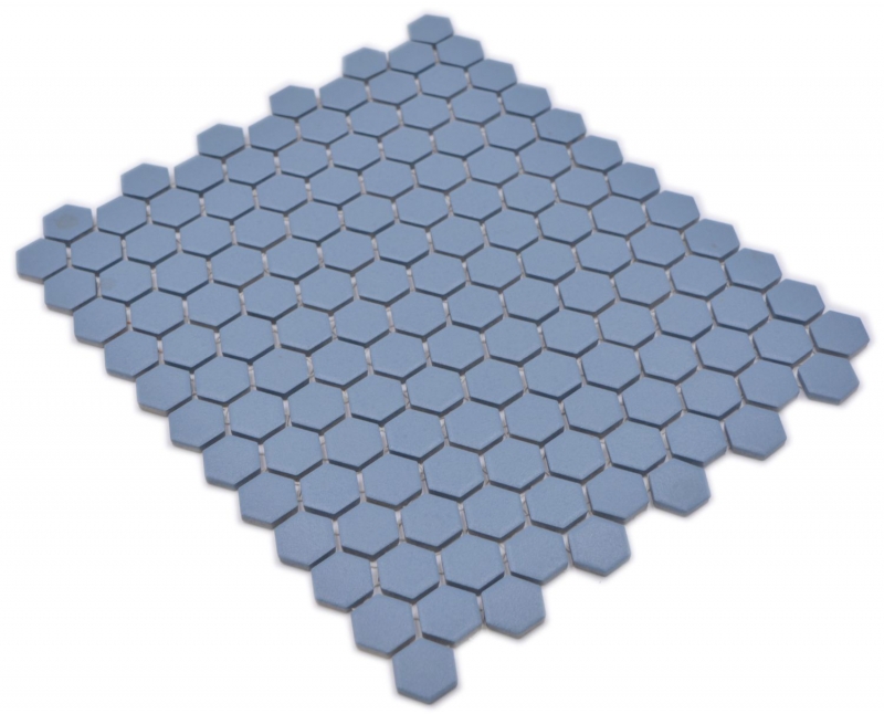 Hexagonale Sechseck Mosaik Fliese Keramik mini blaugrün R10B Duschtasse Bodenfliese Mosaikfliese Rutschhemmend Bad - MOS11H-0405-R10