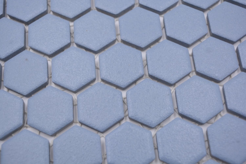 Piastrella di mosaico esagonale in ceramica mini blu-verde R10B piatto doccia piastrella di pavimento piastrella di mosaico antiscivolo bagno - MOS11H-0405-R10
