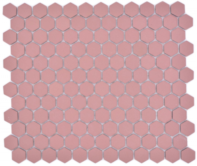 Piastrella di mosaico esagonale in ceramica mini clinker rosso R10B piatto doccia piastrella di pavimento piastrella di mosaico antiscivolo bagno - MOS11H-0900-R10