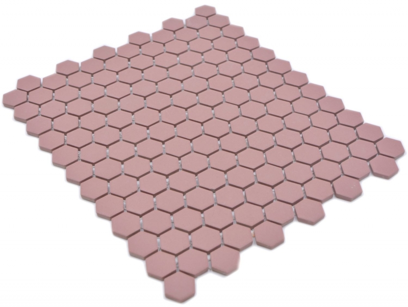 Keramik Mosaik Hexagon klinkerrot R10B Duschtasse Bodenfliese Mosaikfliesen Küche Bad Boden MOS11H-0900-R10_f