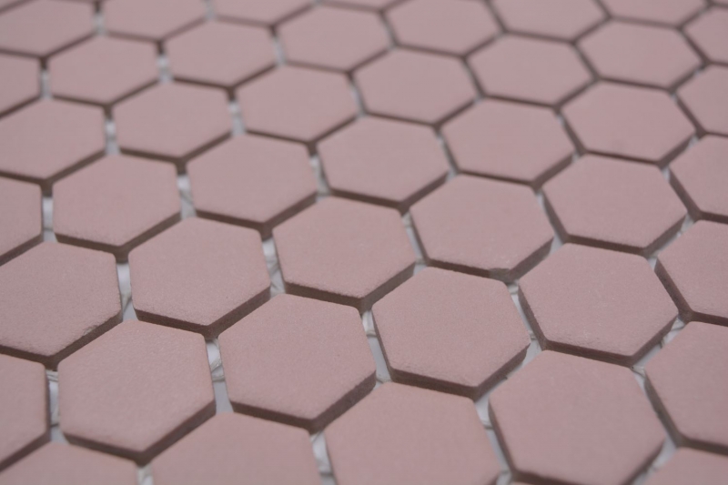 Piastrella di mosaico esagonale in ceramica mini clinker rosso R10B piatto doccia piastrella di pavimento piastrella di mosaico antiscivolo bagno - MOS11H-0900-R10