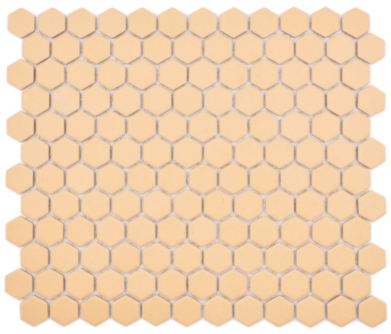 Piastrella di mosaico esagonale in ceramica mini ocra arancione R10B piatto doccia piastrella di pavimento piastrella di mosaico antiscivolo bagno - MOS11H-1208-R10