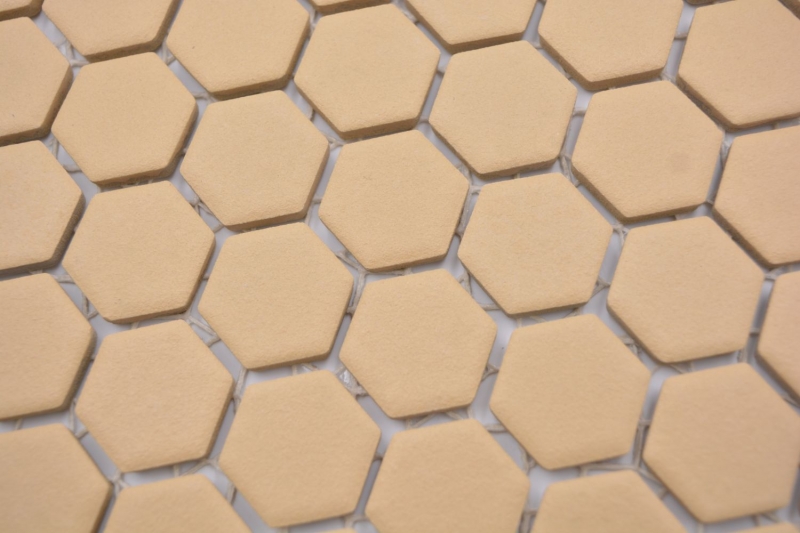 Hexagonal hexagon mosaic tile ceramic mini ochre orange R10B shower base floor tile mosaic tile non-slip bathroom - MOS11H-1208-R10