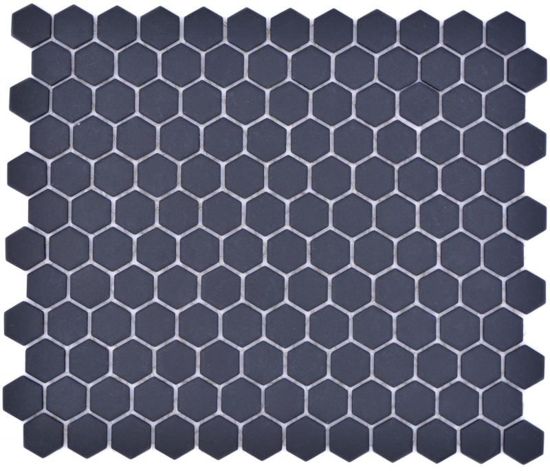 Ceramic mosaic hexagon black R10B shower tray floor tile mosaic tiles kitchen bathroom floor MOS11H-0003-R10_f