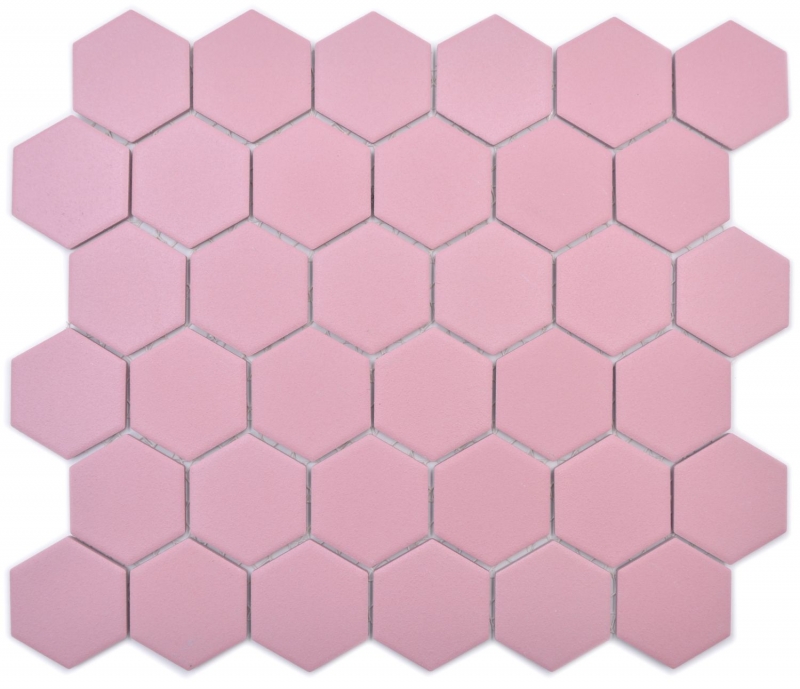Hexagonal hexagon mosaic tile ceramic antique pink R10B shower tray floor tile mosaic tile non-slip WC bathroom wall - MOS11H-1112-R10