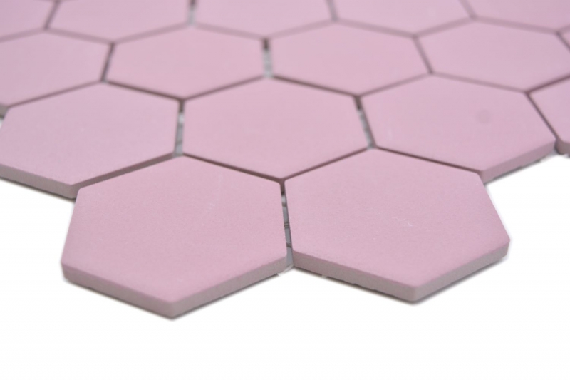 Mosaico ceramico esagono rosa antico R10B Piastrella per pavimento piatto doccia Piastrelle di mosaico cucina bagno pavimento MOS11H-1112-R10_f