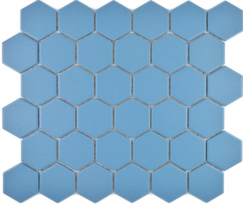 Handmuster Keramik Mosaik Hexagon blaugrün R10B Duschtasse Bodenfliese Mosaikfliese  Küche Bad Boden MOS11H-0451-R10_m