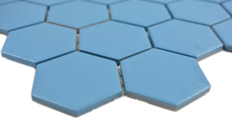 Glasmosaik Hexagon mix blau glänzend/matt Dusche Wand BadWB140-04011Matte 