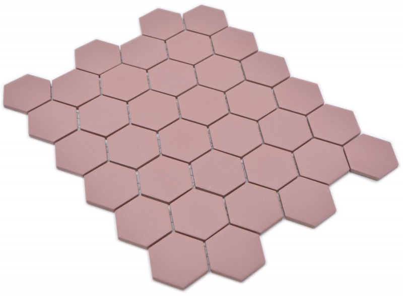  Keramik  Mosaik Hexagon  klinkerrot R10B