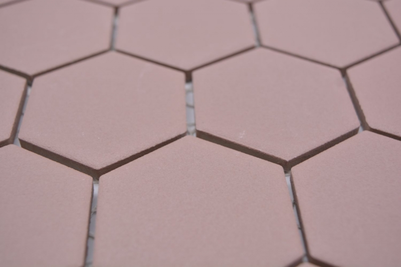 Hexagonal hexagon mosaic tile ceramic clinker red R10B shower tray floor tile mosaic tile non-slip wall tile - MOS11H-0099-R10