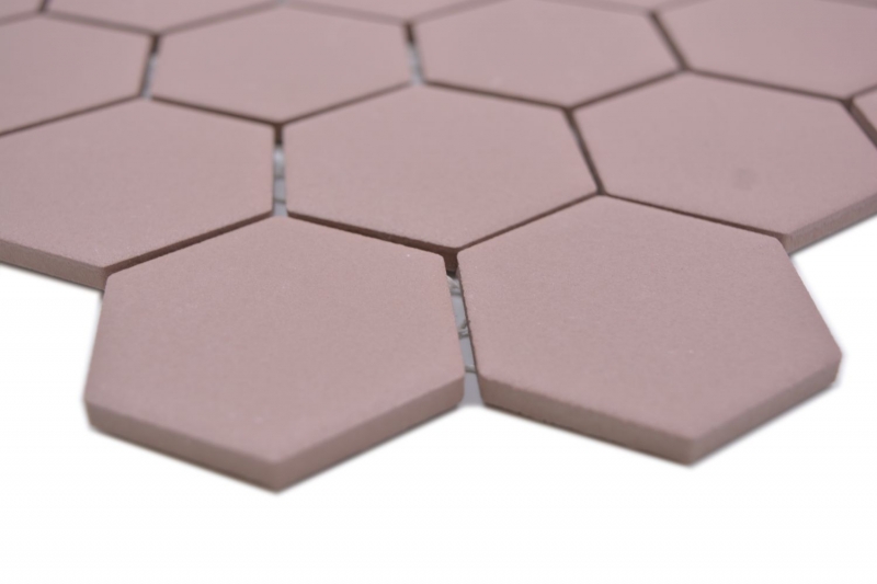 Hexagonal hexagon mosaic tile ceramic clinker red R10B shower tray floor tile mosaic tile non-slip wall tile - MOS11H-0099-R10