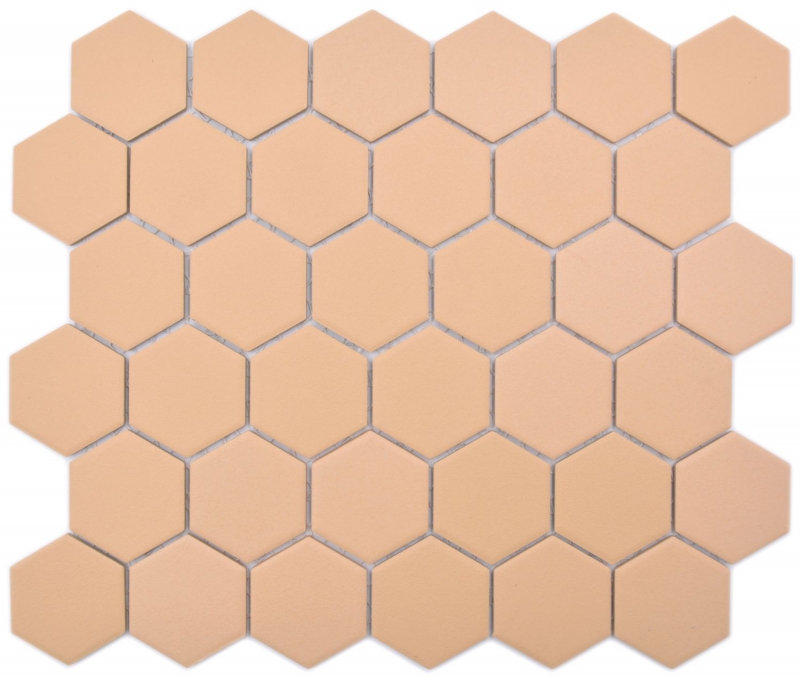 Hexagonal hexagonal carreaux de mosaïque céramique ocre orange R10B receveur de douche carreaux de sol mosaïque mur antidérapant salle de bain - MOS11H-0808-R10