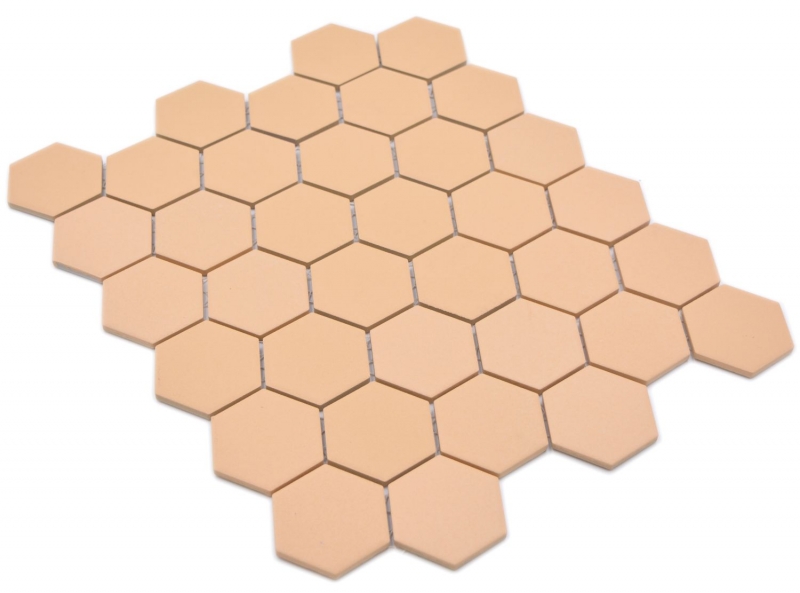 Ceramic mosaic hexagon ochre orange R10B Shower tray floor tile Mosaic tiles kitchen bathroom floor MOS11H-0808-R10_f