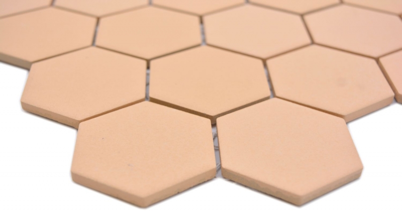 Piastrella di mosaico esagonale in ceramica ocra arancione R10B piatto doccia piastrella pavimento piastrella mosaico parete antiscivolo bagno - MOS11H-0808-R10