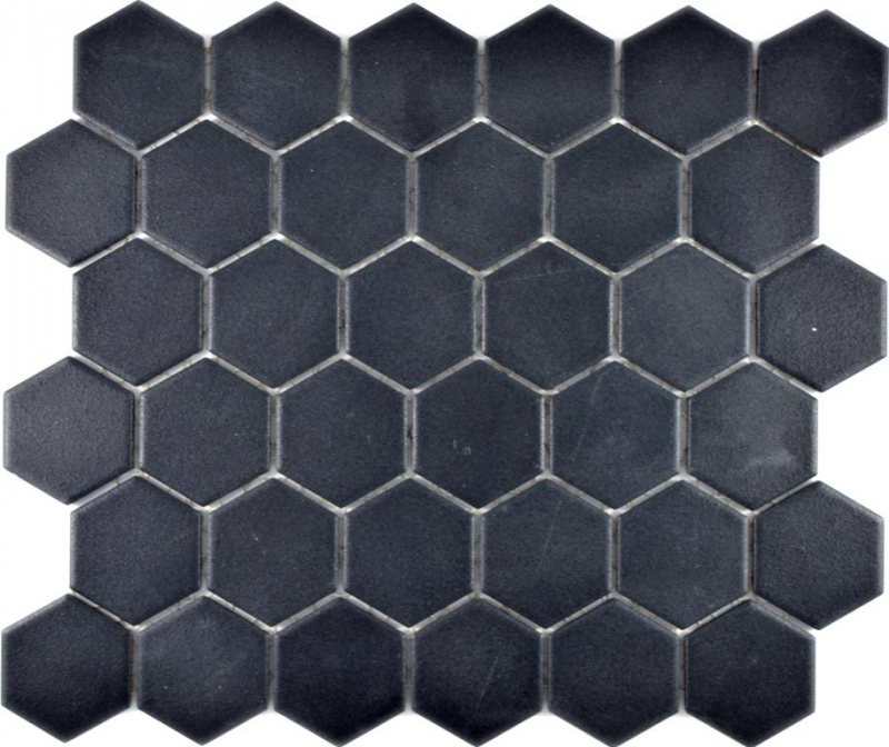 Hexagonal hexagon mosaic tile ceramic black R10B shower tray floor tile mosaic tile non-slip bathroom kitchen - MOS11H-0303-R10