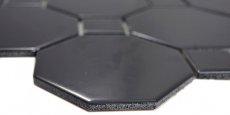 Mosaico ceramico Octa nero opaco con piastrelle di mosaico nero lucido rivestimento cucina bagno MOS13-Octa0311_f