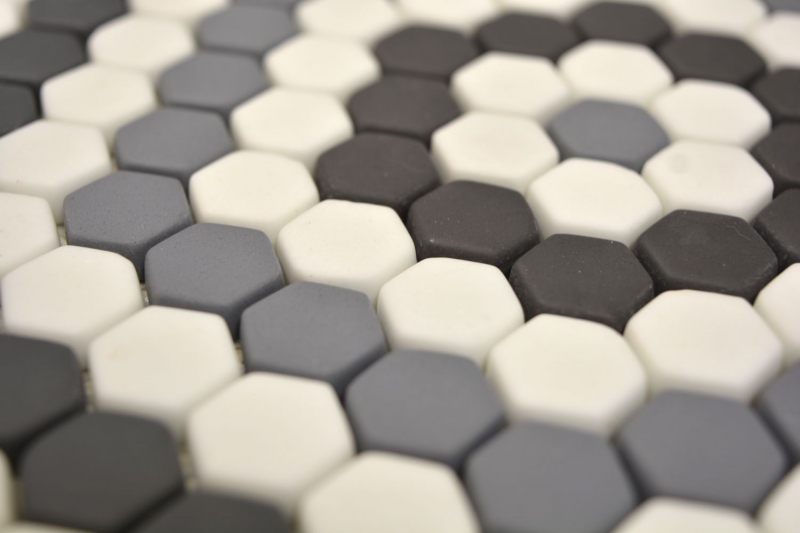 Mosaic decor GLASS MOSAIC Hexagon gray black white matt mosaic tiles wall tile backsplash kitchen bathroom MOS140-ROHX3_f