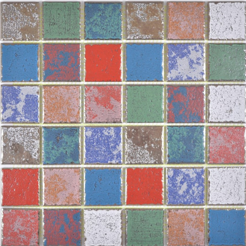 Piastrella di ceramica a mosaico colorata vintage retro used look mosaico piastrelle parete backsplash cucina - MOS24-1234