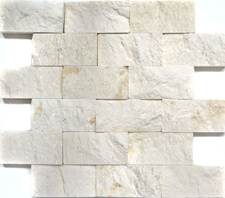 Hand-painted mosaic tile limestone natural stone white Brick Splitface Colonial Limestone 3D MOS29-49792_m