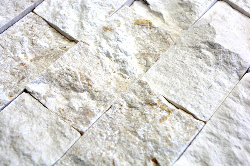 Mosaikfliese Kalkstein Naturstein weiß Brick Splitface Colonial Limestone 3D MOS29-49792_f
