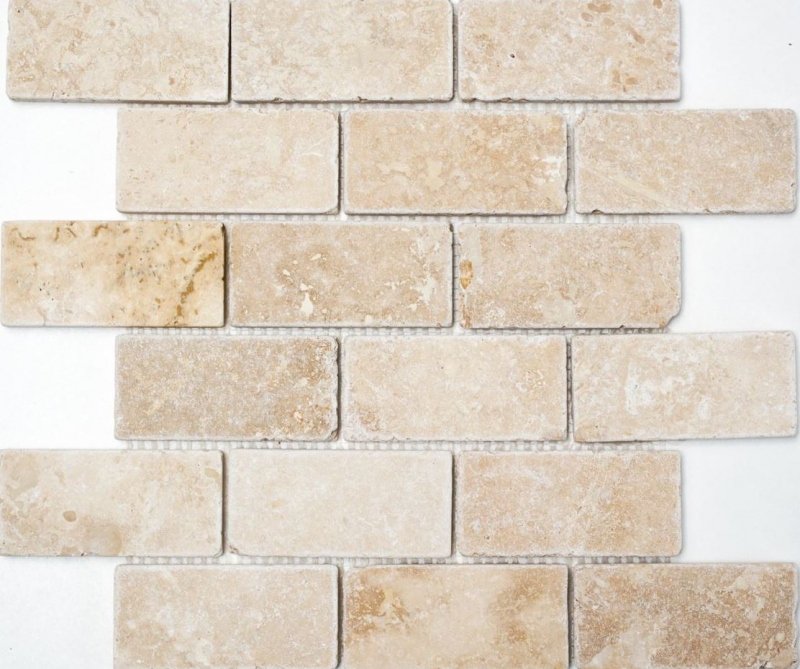 Travertine mosaic tiles terrace wall floor natural stone beige brick brick look wall tile shower tray kitchen tile - MOS43-1202